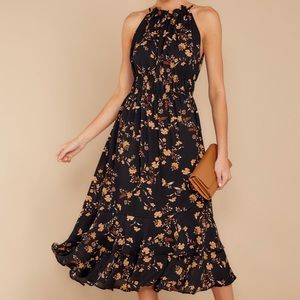 Black floral print Maxi dress- NWOT, Size medium